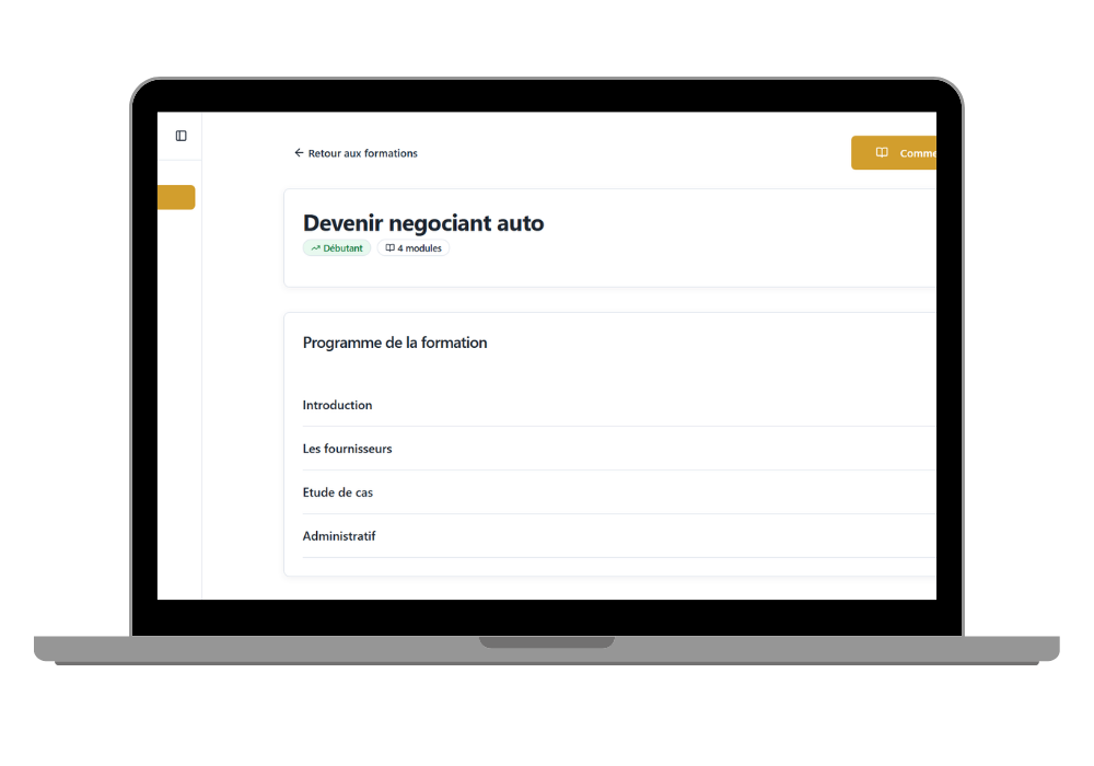 Aperçu de la formation DNA Franchise sur ordinateur portable
